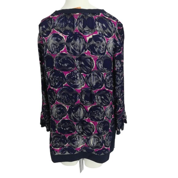 Tory Burch Silk Blend Peasant Tassel Ruffle Bell Sleeve Blouse Size 10 Shirt - Picture 9 of 15